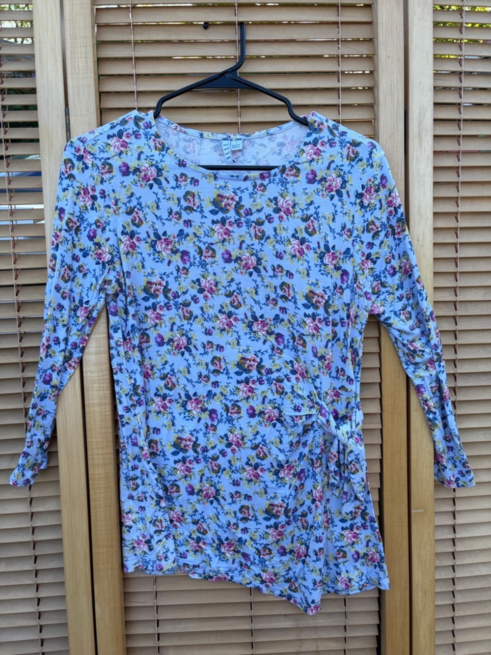 Elle Light Blue Floral Side-Tie Tunic
